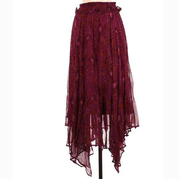 💥INSANELY BEAUTIFUL💥Cleobella Bohimian Gypsy Asymmetrical Skirt in Maroon - Picture 10 of 15